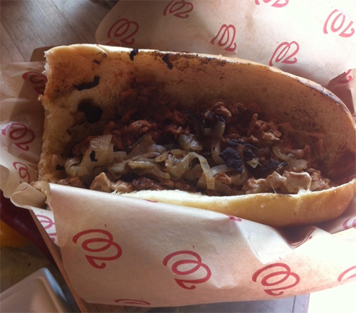 Vegetarian cheesesteak.