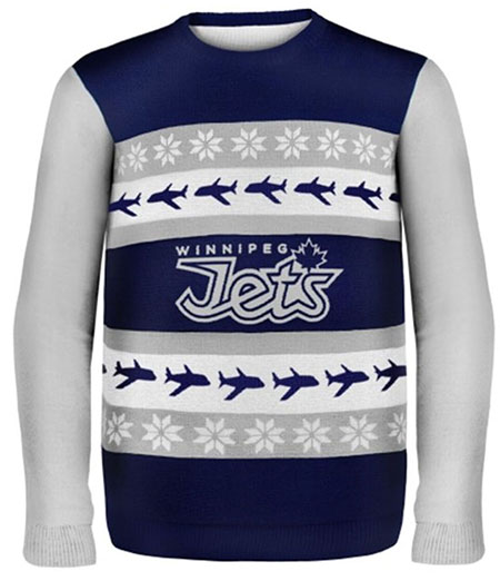 CustomCat Winnipeg Jets Vintage NHL Ugly Christmas Sweater Royal / L